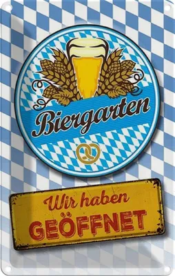 Produktbild von vianmo Blechschild 30x20 cm Bayern Biergarten wir haben geöffnet Bar Club Alkohol