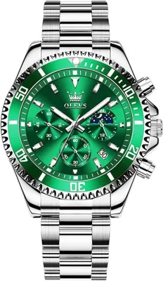 Produktbild von Uhren Herren Chronograph Wasserdicht Analog Quarz Uhr Herren Mode Lässig Business Leuchtend Edelstahl Großgesicht Herrenuhr