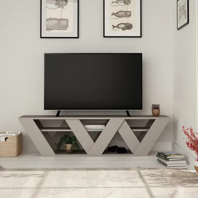 Produktbild von DECORTIE Ralla Moderner TV-Ständer Multimedia-Center TV-Element Mokka Hell mit Einlegeböden , 158 x 30 x 40 cm