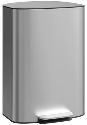 Imagen del producto de Contenedor de basura para la cocina - Cubo de basura con pedal - 50 litros - Tapa con cierre hermético - Cubo interior extraíble - Tapa con cierre suave - Gris