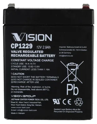 Zdjęcie produktu dla Akumulator ołowiowy Vision CP1229 12,0 V 2,9 Ah