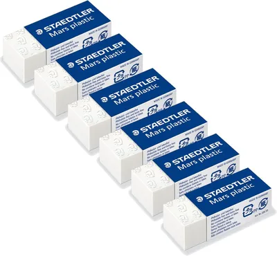 Produktbild von Staedtler Radiergummi, Kunststoff, Mars Plastic, Mini, Weiß, 6 Stück