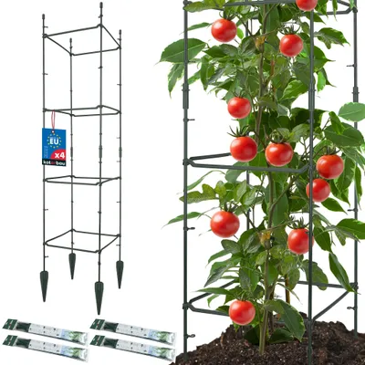Image de KOTARBAU® Lot de 4 supports modulaires pour plantes grimpantes 29 x 29 x 120 cm - Supports carrés en plastique pour plantes grimpantes et légumes - Brise-vue pour jardin et balcon