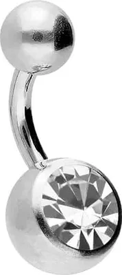 Produktbild von Bauchnabelpiercing Titan Bananabell mit Innengewinde KRISTALL Silber Stablänge: 6mm