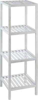 Produktbild von WENKO Regal Holz NORWAY 4 Ebenen Böden Badregal Küchenregal Standregal Büro Weiß