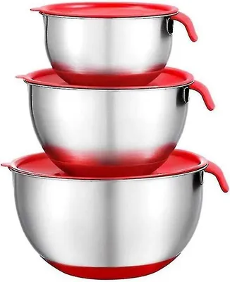 Produktbild von Rührschüsseln aus Edelstahl, Salatschüssel, rutschfest, stapelbar