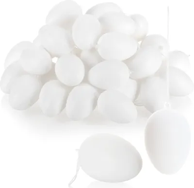 Produktbild von com-four® 36x Weiße Deko-Ostereier aus Kunststoff - Plastikeier zum Anmalen und Aufhängen - Kunststoffeier für die Dekoration zu Ostern