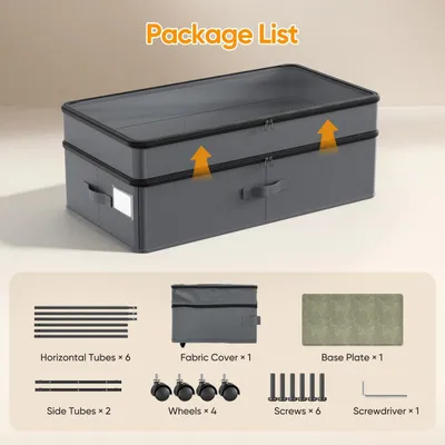 Obrázok produktu pre Úložné boxy pod posteľ – balenie po 2 ks, 72 l, XXL – stohovateľné – zPolyuretánmateriálu – na oblečenie, topánky, deky a hračky