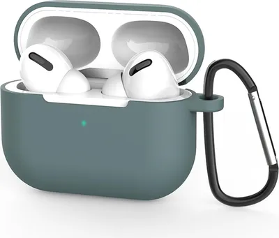 Immagine prodotto di AirPods Pro 1 Custodia protettiva in silicone con moschettone, custodia morbida al tatto, custodia resistente agli urti, antiscivolo, protezione a 360°,  verde salvia