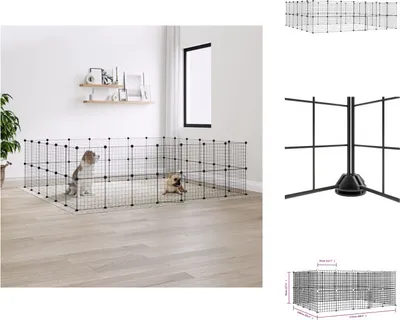 Immagine prodotto di vidaXL Gabbia per animali domestici da 52 pezzi con porta nera 35x35 cm in acciaio - Habitat e recinti per piccoli animali
