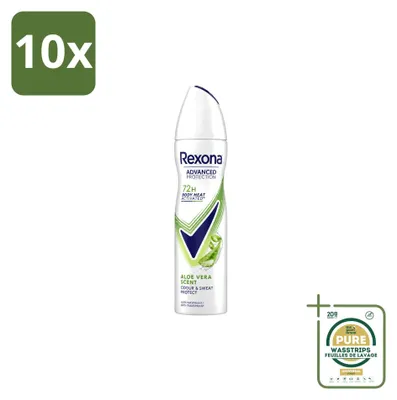 Zdjęcie produktu dla 10 sztuk dezodorantu w sprayu Rexona, zapach aloesu, pojemność 150 ml, zestaw ekonomiczny