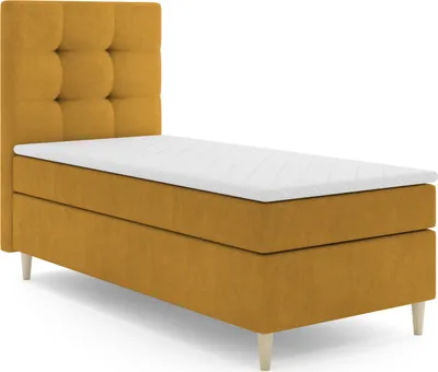 Produktbild von MR GROUP Boxspringbett MONO 100x200 links Kinderbett Jugendbett Einzelbetten Bett mit Stauraum Polsterbett Matratze Topper H3 Schlafzimmer gelb