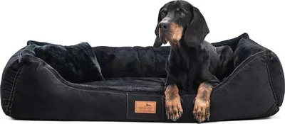 Produktbild von Ultraweiches orthopädisches Hundebett FLOYD High-Tech-Velours und Plüsch VISCO - Größe: 120x85cm | Farbe: 03 Schwarz