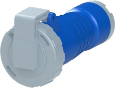 Productafbeelding van Amphenol 16 Ampère CEE-koppeling, 3-polig (2P+PE), vrouwelijke connector, codering 6h, blauw, 200/250V, frequentie 50 en 60Hz