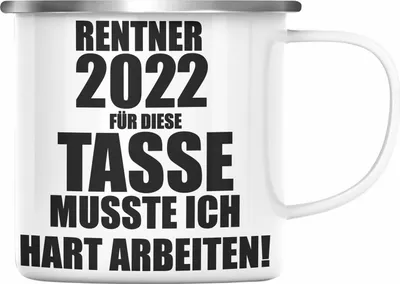 Produktbild von Trendation - Rente Emaille Tasse 2022 Spruch Ruhestand Rentner Geschenk Rentnerin Emaille Emaille Tasse Renteneintritt (Silber)