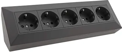 Obrázek produktu pro Zásuvková lišta, 5 zásuvek, černá, 250 V/16 A