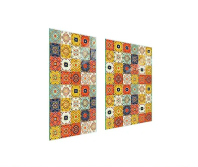 Produktbild von Herdabdeckplatten 2 teilig 75x52 Glaskeramikkochfeld Abdeckung Glas Schneidebrett Mosaik Stück