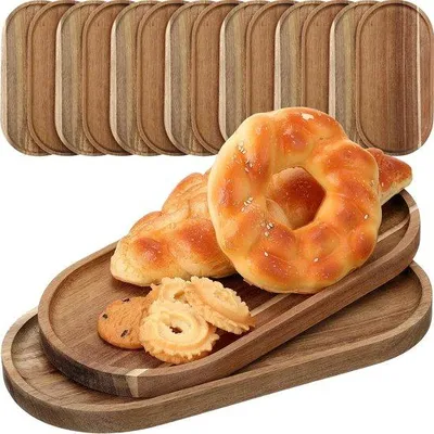 Produktbild von Famanu Servierbrett Set - 18 Ovale Holzbrettchen 25,5 x 15,5 cm