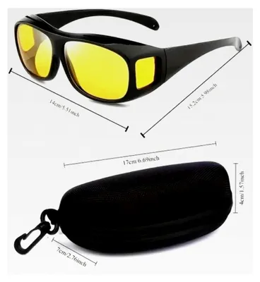 Produktbild von Nachtfahrbrille | UV400-Schutz, blendfrei, gelb getönt | Überziehbrille mit Etui | Geeignet für Angeln und Golfen | Für Herren und Damen