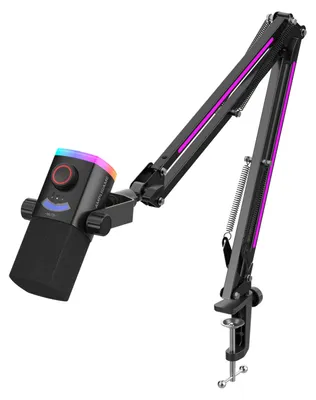 Image de Microphone de streaming Fifine avec bras, dynamique USB, pour gaming, PC et podcast, AmpliGame AM8PROT USB/XLR - Noir