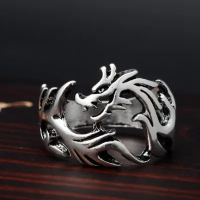 Produktbild von 3D Edelstahl Ring Drache Gr. 60 = 19,1 mm Silber