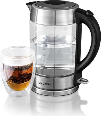 Produktbild von Cloer 4429 Glas-Wasserkocher 1,7 l mit LED-Beleuchtung, 360°-Basis, Überhitzungs- & Trockengehschutz, Kalkfilter, Wasserstandsanzeige & automatischer