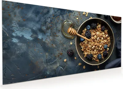 Produktbild von Küchenrückwand Spritzschutz Glas mit Motiv Müsli mit Beeren 40 x 40 cm