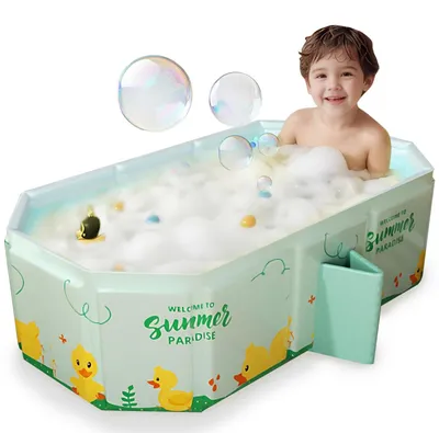 Produktbild von Omgoods – Faltbare Babybadewanne mit Ablaufstopfen – Geeignet für Kinder von 0 bis 8 Jahren – Grün