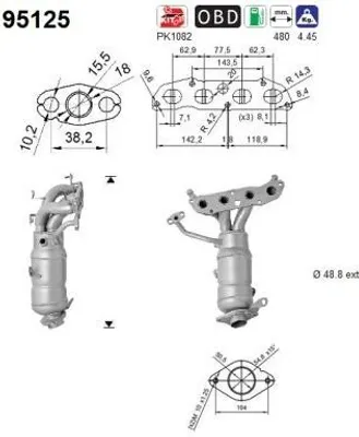 Produktbild von AS Katalysator Kat für TOYOTA Yaris Schrägheck (P9) Euro 5 95125