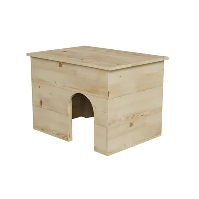 Imagen del producto de Casa de madera para animales pequeños, tipo cueva, ideal para conejos, cobayas y otros animales pequeños. Madera, modelo 10776