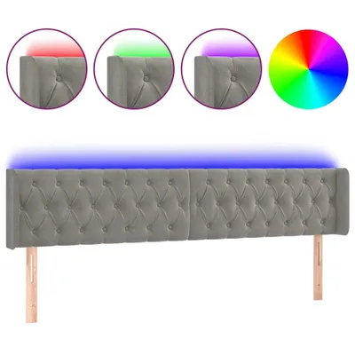 Imagen del producto de vidaXL Cabecero LED, gris claro, 203 x 16 x 78/88 cm, terciopelo