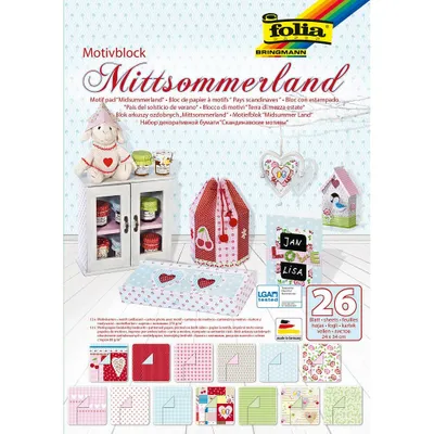 Obrázok produktu pre folia 46849 Motivblock MITTSOMMER farbsortiert 270/80 g/qm 1 Block 240 x 340 mm 26 Blatt