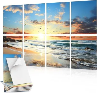 Productafbeelding van Famanu akoestische paneel, 40 x 30 x 0,9 cm - Geluidsabsorberende wandpanelen - Strandmotief