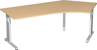 Produktbild von Geramöbel Schreibtisch 135° rechts höhenverstellbar, 2166x1130x680-820, Buche/Silber, S-617316-BS