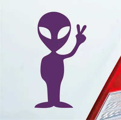 Produktbild von Auto Aufkleber Alien Außerirdischer All Comic Motorrad 12x7 cm Lila Sticker Heckscheibenaufkleber