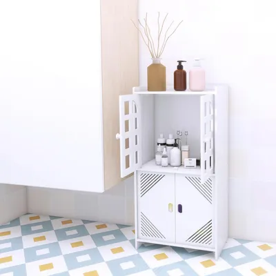 Zdjęcie produktu dla Szafka pod umywalkę, wąska, szafka łazienkowa, 30 x 22 x 75 cm, biała