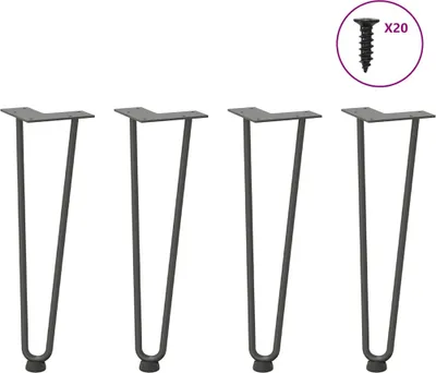 Imagen del producto de Patas de horquilla para mesa de centro (4 unidades, antracita, 42 cm, acero macizo)