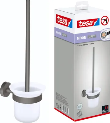 Produktbild von tesa WC-Bürstenhalter Wand Klobürstenhalter grau matt ohne Bohren - MOON GREY