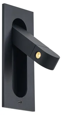 Produktbild von Moderne Wandleuchte Schwarz inkl LED und USB C Anschluss HilTon
