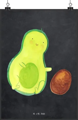 Produktbild von Mr. & Mrs. Panda Bild Avocado Kern rollt DIN A0 - Kreidetafel - Geschenk, Wanddekoration, Wunder, wanddeko, Wandbild, Geburtstag, Liebe, Baby, Posterdruck, Plakat, Geburt