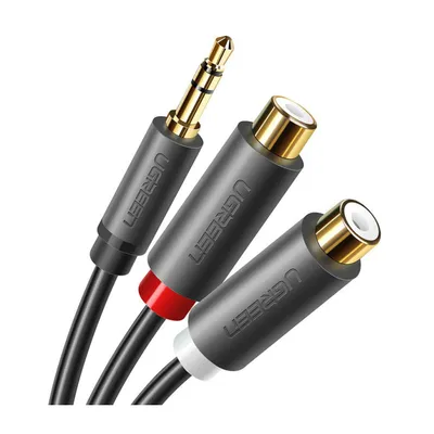 Produktbild von Ugreen Audioadapter Klinke 3,5 mm Stecker auf 2 x RCA Buchse Kabel 0,25 m grau