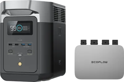 Produktbild von EcoFlow PowerStream Balkonkraftwerk, 0% VAT WLAN netzgekoppelter Mikrowechselrichter 800W, 1kWh Delta 2 tragbare Powerstation