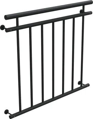 Produktbild von HAGO24 Französischer Balkon Fenstergitter Geländer Stahl Stabgeländer Anthrazit 100x90cm Julietbalustrade Scheinbalkon Vorstellbalkon Brüstungsgitter Austrittsbalkon