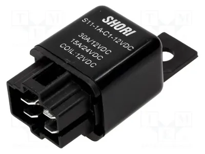 Zdjęcie produktu dla Relay: elektromagnetyczne; SPST-NO; cewka: 12VDC; 30A; do samochodów; 1,4W. Model: S11-1A-C1-12VDC. Elektromagnetyczne przekaźniki samochodowe