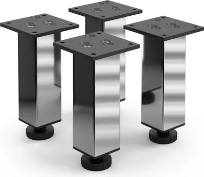 Produktbild von 4er Set sossai Höhenverstellbare Aluminium Möbelfüße 150mm in Chrom Schrankfüße Sockelfüße