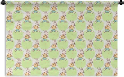 Produktbild von MuchoWow® Wandteppich Wandbehang Kaninchen - Muster - Kinder - Cartoon 150x100 cm Tapisserie Dekoration Wandtuch - Waschbar - Tapisserien - Wand-Decke