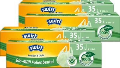 Produktbild von Swirl -Müll Folien-Beutel 35l mit Tragegriff  6stk./Rolle (4er Pack)