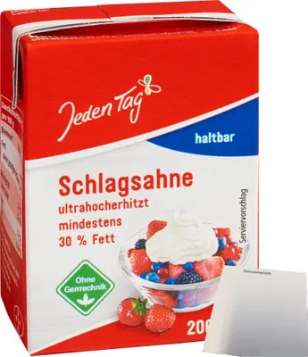 Produktbild von Jeden Tag haltbare Schlagsahne 30% (200g Tetra) + usy Block