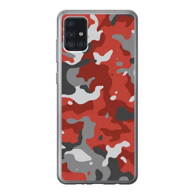 Produktbild von MuchoWow® Handyhülle Schutzhülle Hülle für Samsung Galaxy A52 5G Rot mit grauem Camouflage-Muster Silikon Softcase Handy Hülle - Umschlag
