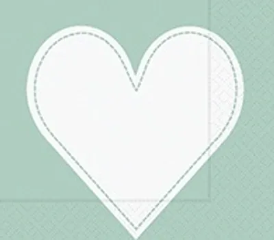Produktbild von 60 Servietten Herz Heart Hellgrün, 25 x 25 cm Cocktailservietten, Tissue, Napkin, 3 lagig, Papierservietten, Markenservietten, Anlass, Party, Event, Geburtstag, Weihnachten